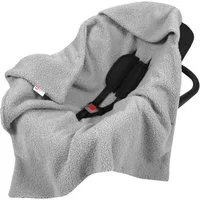 BabyLux Babyschale Warme Einschlagdecke Bouclé 80x80 cm für Autositz Decke 0+, Bouclé - Grau - 80x80cm