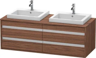 Duravit Ketho Konsolenwaschtischunterbau wandhängend Nussbaum dunkel Matt 1400x550x496 mm - KT6757B2 KT6757B2121