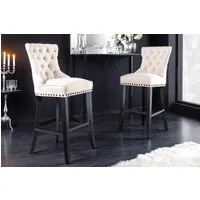 riess-ambiente Barhocker CASTLE beige / schwarz (Einzelartikel, 1 St), Esszimmer · Strukturstoff · Holzbeine · Landhausstil
