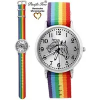 Pacific Time Quarzuhr Kinder Armbanduhr Pferd schwarz Wechselarmband, Mix und Match Design - Gratis Versand