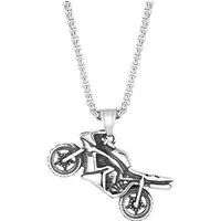 KARMA Kette mit Anhänger Herren Motorrad Edelstahl Silber Schmuck 70cm Kette Herrenschmuck (Bikerschmuck Bikerhalskette, 1-tlg., Geschenk für Ihn Männer), Edelstahlkette Männer Herrenhalskette Halskette