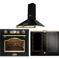 Kaiser Küchengeräte Backofen-Set Herd Set Autark Elektro Einbaubackofen, 60 cm,Teleskop-System, 67L, 8 Funktionen mit Induktionskochfeld 60 cm FREE ZONE mit 2 FLEX Induktions-Zonen+Dunstabzugshaube 60 cm 910 m³/h 3 Stufen Abluft Umluft EH 6355 Em+ KC