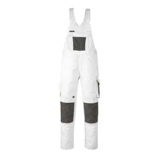 MASCOT Leipzig Latzhose mit Knietaschen UNIQUE Weiß / Dunkelanthrazit 58 - 12069-203-0618-82C58