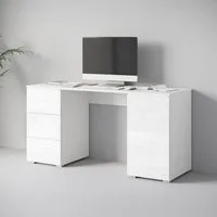 Home affaire Schreibtisch Vera, Computertisch mit LED-Beleuchtung (1-St), Bürotisch mit LED, Push-to-Open, 3 Schubladen & Stauraum