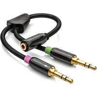 deleyCON deleyCON Headset Laptop Adapter 1x3,5mm Klinke Buchse auf 2x3,5mm Audio-Kabel