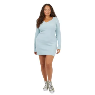 Brave Soul - Minikleid für Damen, V-Ausschnitt, Langärmlig (Graublau)