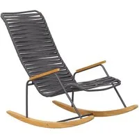 Liadomo Gartenlounge-Sessel Atina Schaukelstuhl, Schaukelsessel für Balkon, Garten, Terrasse (Outdoor-Sessel), Teakholz-Armlehnen & -Kufen, Rope mit Edelstahl-Gestell