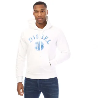 Diesel - Kapuzenpullover mit verblasstem Kreislogo in Weiß, Blau