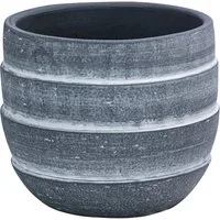 Dehner Übertopf Eneas, konische Form, Keramik, grau, handgefertigter Indoor Blumentopf mit matter Oberfläche