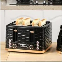 HOMCOM Toaster 4 Scheiben mit 7 Stufen, Auftaufunktion, Liftfunktion, Vier-Scheiben-Toaster, für Haushaltsgebrauch, 1860 W, 1860 W Schwarz
