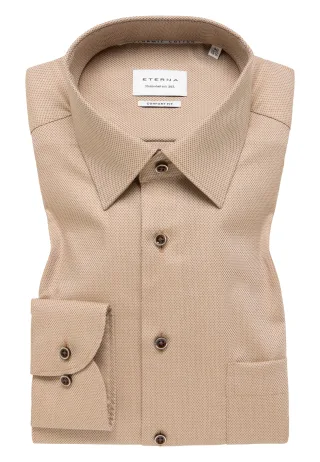 ETERNA - Dynamic Cotton Dobbydesign Langarm braun - Gr. - 43/Langarm - 65cm