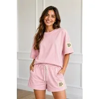 Worldclassca T-Shirt & Shorts Worldclassca Damen Zweiteiler Oversize SET Shirt + Shorts Jogginganzug (Shirt+Short) Neue Kollektion - Stilvolle und gemütliche Mode für Damen