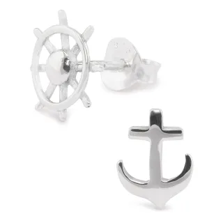 Anker und Steuerrad Ohrringe aus 925 Silber