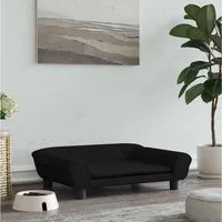 furnicato Hundebett Schwarz 70 x 48 x 22 cm mit Massivholz-Gestell, Samt, Samtiges Hundesofa mit weichem Schaumstoff für kleine Haustiere