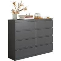 Furnica Kommode Highboard, 8 Schubladen, Sideboard, Breite 120cm Höhe 92cm