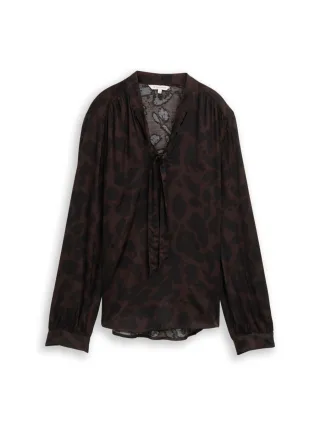 Tom Tailor - Bluse mit Schleifen-Kragen braun - Gr. - 34