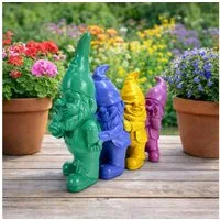 Online-Fuchs Gartenfigur lustige Gartenzwerge, Wichtel Polonaise für außen - bunte Deko Figuren, (modern, wetterfest), moderne knallige Farben - wetterfest - 23 oder 30 cm groß