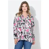 MIAMODA Hemdbluse Bluse A-Linie Brillenmuster Langarm