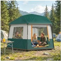 Outsunny Kuppelzelt stabil wasserdicht mit Tragetasche 3000mm Wassersäule Tunnelzelt, Personen: 6 (Campingzelt, 1 tlg., Familienzelt), mit UV30+ Schutz Grün