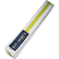 BAY-Sports Karateanzug Budogürtel weiß/gelb/weiß Zweifarbig, Karategürtel Kampfsportgürtel (Standard, Traditionell), Judogürtel, Taekwondogürtel, Länge 160 cm - 350 cm