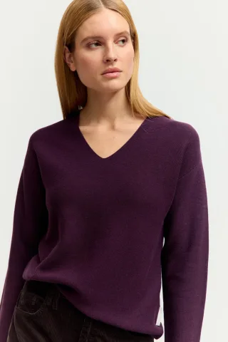 THE FASHION PEOPLE - Oversized V-Neck Pullover burgundy - Gr. - S