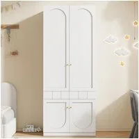 Flieks Kleiderschrank (1-St) Kleiderschrank mit Kleiderstange und Schubladen 80×50×200cm