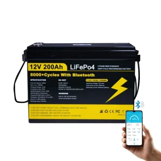 [EU Direct] Xmund 12V 200Ah LiFePO4 Battery Pack Bluetooth with 200A BMS Protection 8000+ Times Cycles Support Series Pa