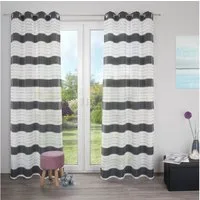 decolife Gardine Estelle (1 St), Ösen, halbtransparent, Wirkware, Ösenschal mit Blockstreifen weiß
