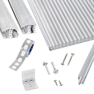 Polycarbonat Stegplatten | Terrassendach-Set | Thermo Alu Verlegeprofil | 25 mm | glasklar