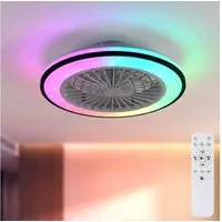 JUST LIGHT Deckenventilator, LED Deckenventilator Schwarz Fernbedienung CCT RGB-Farbwechsler