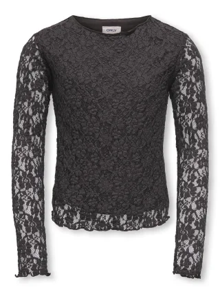 KIDS ONLY - KOGLEIKA LS LACE TOP JRS NOOS Black Coffee - Gr. - 140