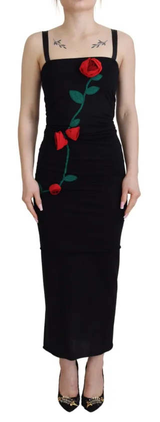 Rosenbesticktes Midikleid