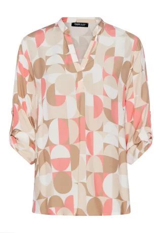 FRANK WALDER - Bluse SALTED TANGERINE mit Ärmelumschlag tangerine/affogato/ecru - Gr. - 44