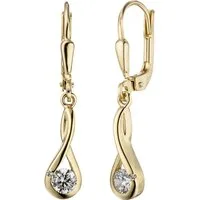 JOBO Paar Ohrhänger Ohrringe Goldohrringe hängend 28 mm lang, 333 Gold mit Zirkonia