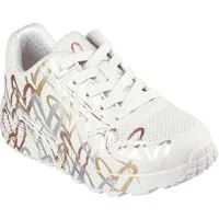 Skechers Skechers x JGoldcrown: Uno Lite - Metallic Love Plateausneaker, Schnürschuh, Keilsneaker mit Herzchen im Metallic Look bedruckt