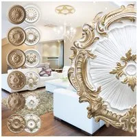 marbet design Wanddekoobjekt R-07 Gold (Stuckrosette aus EPS Styropor, Zierelement, Stuck (gold) Dekorbau Wand Deckenstuck Wandstuck rund)