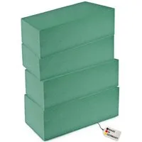 matches21 HOME & HOBBY Schaumgummi Blumen Steckmasse „nass“ für Frischblumen 4 Stk. grün, Steckschaum Ziegel für Blumen-Gestecke als Tisch-Deko Grab-Schmuck