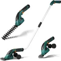 TLGREEN Akku-Grasschere 2 in 1 Handheckenschere mit Teleskopstiel,Akku 7,2V 2000mAh, Geeignet zum Trimmen von Rasenkanten,Strauchschnitt,Gras mähen