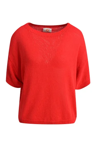 HeartKiss - Pullover Knit Short Sleeves red - Gr. - XL