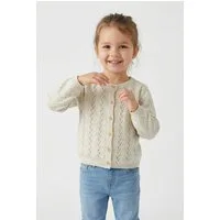 Name It Strickjacke NMFBANNI für Mädchen mit Ajour-Strick und Rippbündchen unifarben, casual, regular fit, Baumwolle, Rundhals