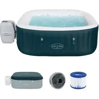 Bestway Whirlpool 6002U LAY-Z-SPA Energiespar Whirlpool Ibiza AirJet, Aufstellbecken, (Komplett Set, 1-tlg., Abdeckung, Chemikaliendosierer, Filterkartusche, Reparaturflicken), 180 x 180 x 66 cm, Integrierte Energiespardämmung