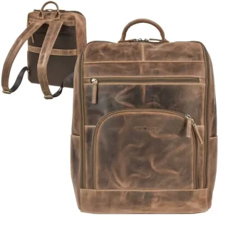 Leder Business Rucksack Vintage Braun | Laptopfach & A4 | Greenburry