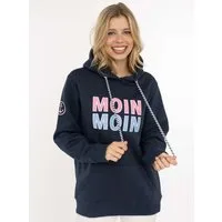 Zwillingsherz Hoodie "Moin Moin" auffälliges Front Logo, Anker am Arm, Kapuze mit Kordel, Kängurutasche