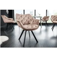 riess-ambiente Polsterstuhl THE DUTCH COMFORT greige – Samt, mit Armlehnen, Metall-Beine (Einzelartikel, 1 St), 180° drehbar mit Auto-Return-Funktion – ideal für Esszimmer oder Büro