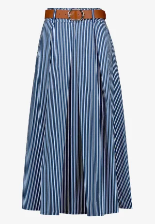 zero - Midirock gestreift mit Gürtel dark blue/white - Gr. - 34