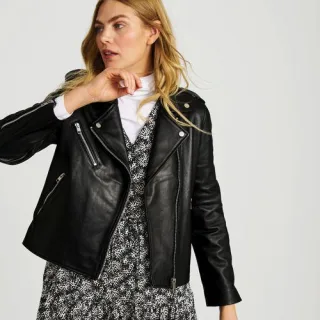 Leder-Bikerjacke für Damen, Damen, size: regular, Schwarz, Leder, by Lands' End