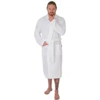 Wewo fashion Unisex-Bademantel 3049, Langform, Leichtfrottier, Kimono-Kragen, Gürtel, leichter Reisebademantel