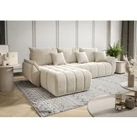 Luxusbetten24 Schlafsofa Designer Sofa Lenoa L in Samt, mit Stauraum und Schlaffunktion