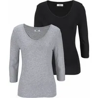 Flashlights V-Shirt (2er-Pack) unifarben, V-Ausschnitt, Basic-Stil, aus Baumwolle, im 2er-Pack