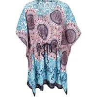 Guru-Shop Longbluse Poncho, Mandala Tunika, Boho Kaftan, Kurzarm.. alternative Bekleidung
